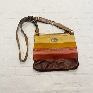 Fossil explorer leather suede multicolor messenger bag ZB5506